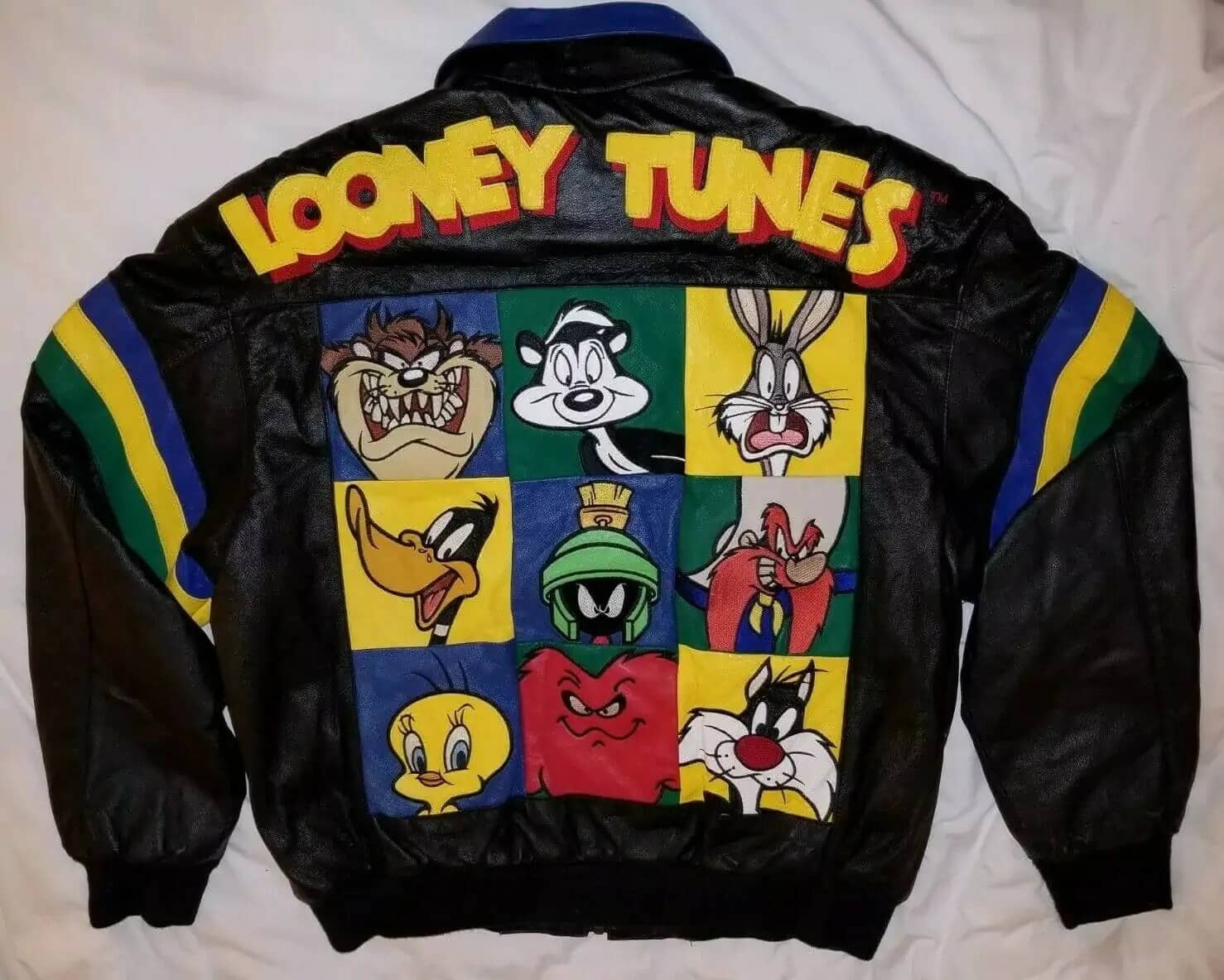 Vintage 90s Looney Tunes Leather Jacket - Bombers Jacket