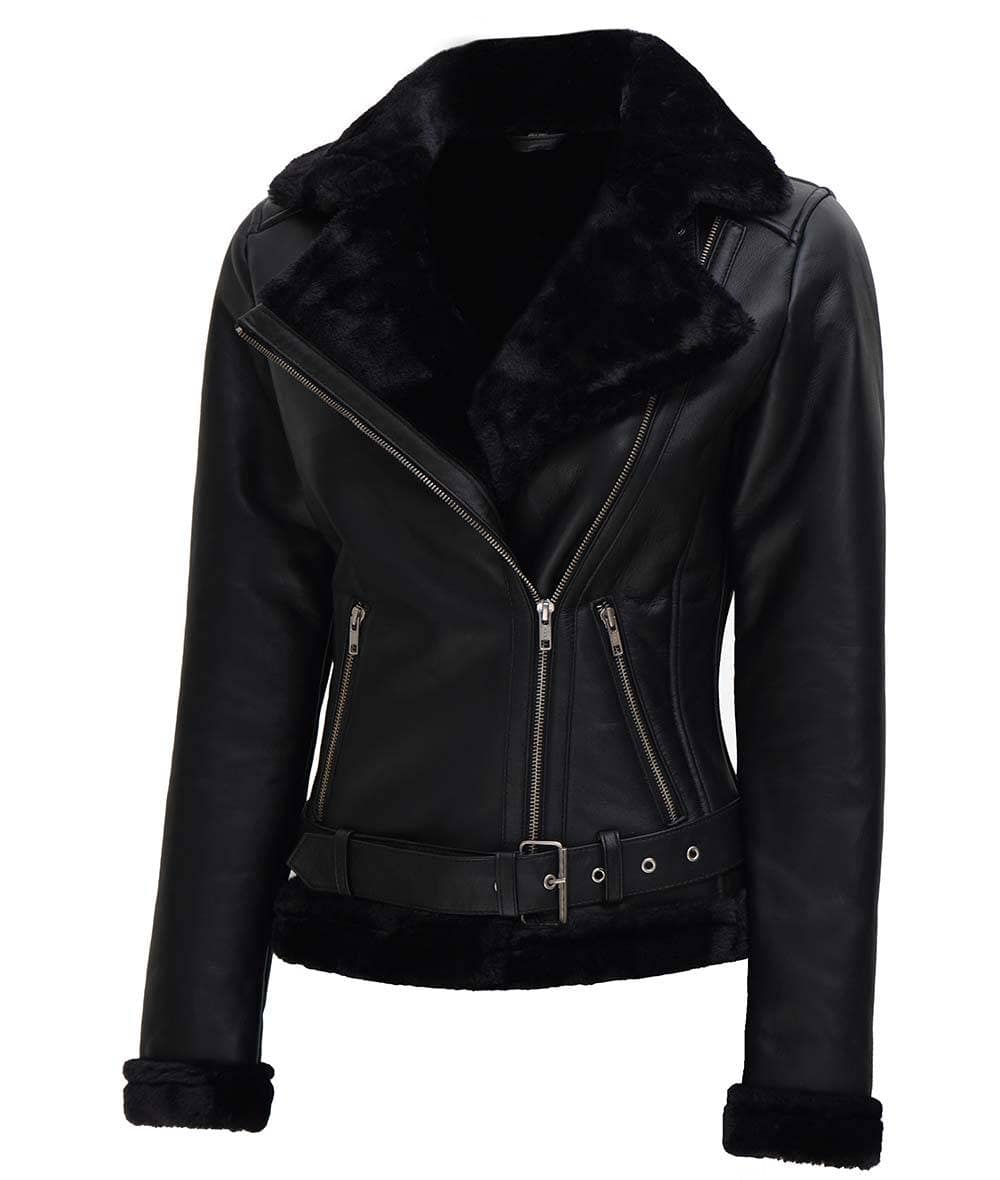 Women’s Black Shearling B3 Bomber Jacket Bombers Jacket