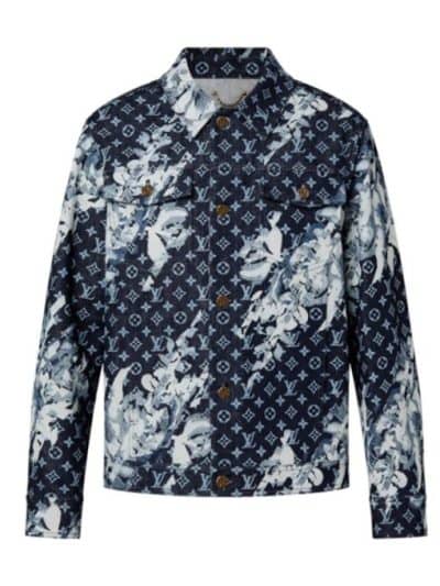 Travis Kelce Louis Vuitton Blue Slashed Floral Print Denim Jacket